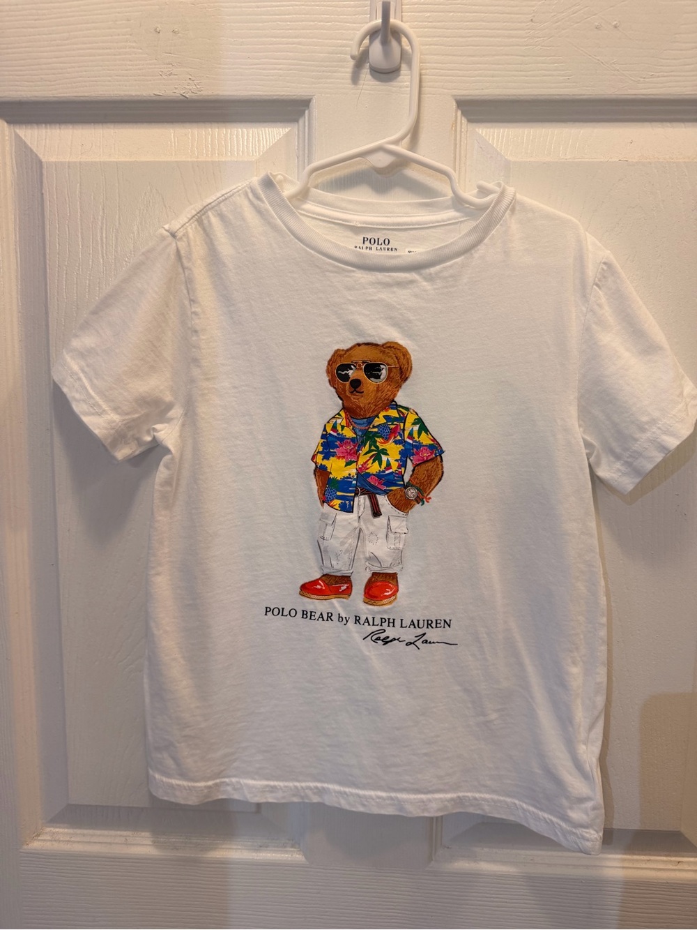 Polo by Ralph Lauren White Tee with Tropical Polo Bear Graphic